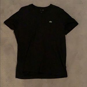 Lacoste V Neck Black Tee